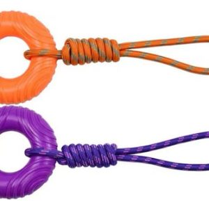 Juguete De Goma Aro Morder Con Lazo Para Perro Mascotas Naranja