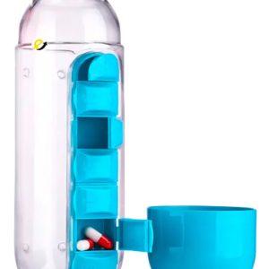 Botilito Termo Con Pastillero Semanal Portatil 7 Dias Color Azul