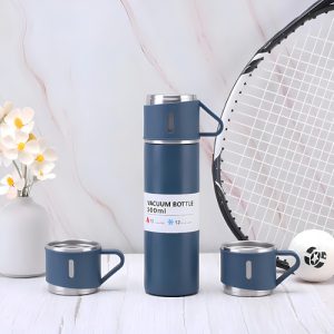 Kit De Botellas Térmicas Para Acampar De 500 Ml Y Taza De Café Azul De 3 Tazas