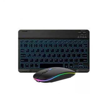 Kit Teclado Mouse Retroiluminado Inalambrico Bluetooth Rgb Negro Negro