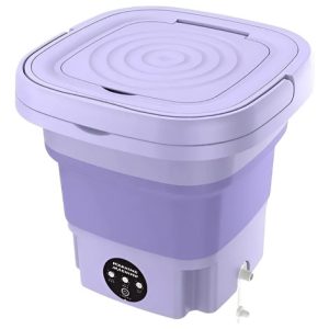 Mini Lavadora Ropa Motor Electrico Giratorio Balde Plegable Gris
