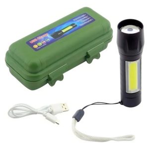 Mini Linterna Tactica Led Recargable Usb Blanco Potente