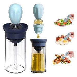 Dispensador Aceite Con Brocha Silicona Botella Vidrio 200ml Multicolor