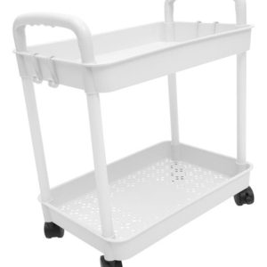 Organizador Estante De 2 Niveles Con Ruedas Carrito Mobil Blanco