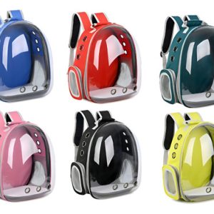 Mochila Para Llevar Gatos Con Cápsula De Burbujas Transparente De Color Verde Oscuro