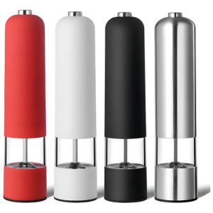 Molinillo De Condimentos Eléctrico, Triturador De Sal Y Pimienta, Color Negro