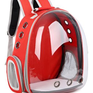 Mochila Cat Carry Con Cápsula De Burbujas Roja Transparente