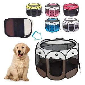 Corral Para Mascotas Plegable Perro Gato Cuna Retraible Negro