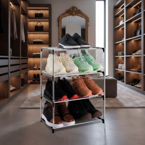 Zapatero 4 Niveles Organizador De Zapatos Estante Shoe Rack  - Negro