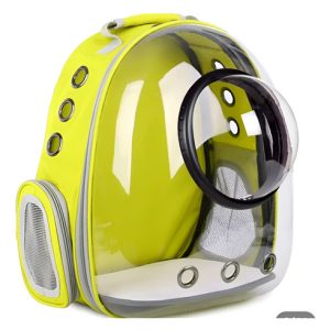 Mochila De Transporte Para Gatos Con Cápsula De Burbujas Transparente Amarilla