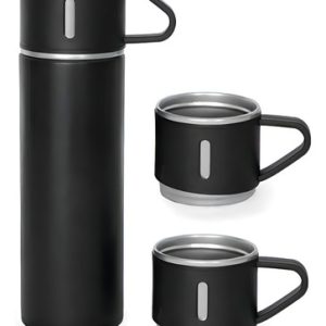 Set Termos Para Caliente Frio Termo Café Te + 3 Tazas 500 Ml Color Negro