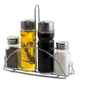 Condimentero Universal 4 Pzs Con Base Organizador Especias Plateado