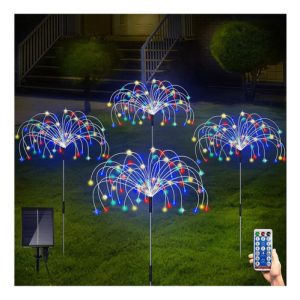 Luces Solares For Jardín, Luces De Fuegos Artificiales Impe Plateado