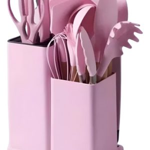Set Utensilios Cocina Siliconados X 19 Pcs Color Rosa