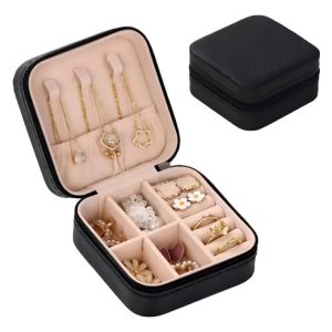 Mini Joyero De Viaje Negro De Cuero Sintético