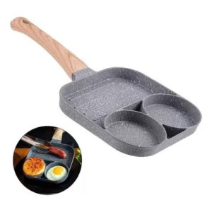 Sarten 3 Compartimientos Divisiones Huevos Pancakes Desayuno Gris