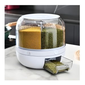 Dispensador De Alimentos Giratorio C, 6 Divisiones, Para Gra Color White