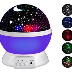Velador Luz De Noche Lampara Proyector Estrellas Giratorio Color De La Estructura Violeta
