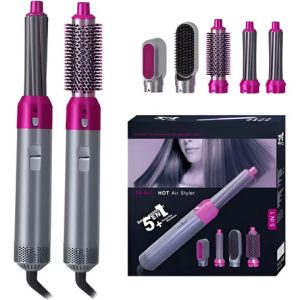 Cepillo Electrico Secador Pelo 5 En 1 Accesorios Intercambia Gris