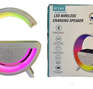 Parlante Carga Inalambrica Celular Lampara Bluetooth 3 En 1  Blanco