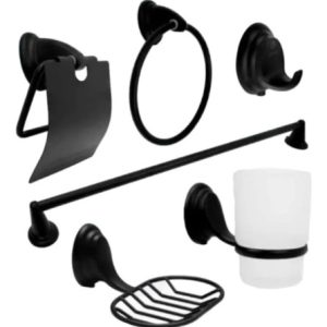 Juego Set De Accesorios Para Baño X6 Organizador Boccherini Negro