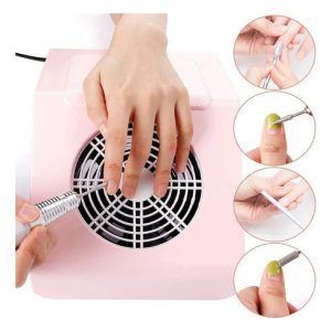 Aspirador Extractor Polvo Uñas Colector Aspiración Manicura Rosa