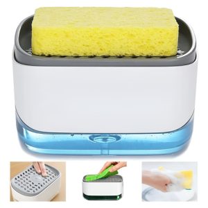 Dispensador De Jabon Liquido Gel Cocina Con Jabonera 350ml Color Blanco/gris