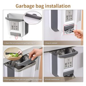 Cubo De Basura Plegable Para Colgar En La Cocina Color Blanco