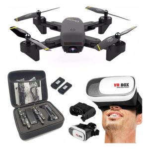 Drone Plegable Wifi Camara Doble + Bateria + Estuche + Gafas Color Negro