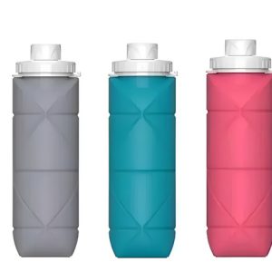 Botella De Silicona Termo Botilito Plegable De 600 Ml Color Azul