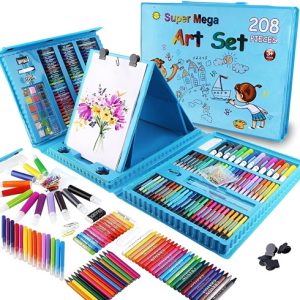 Set De Arte Para Niños 208 Piezas Portátil Crayon Colores Color Azul