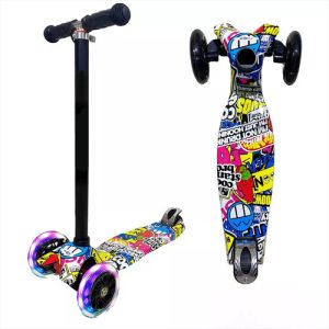 Scooter Ref 307 Niños Con Diseño De Gusano Y Luces Led Color Negro