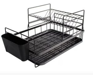 Escurridor Secaplatos Vajilla 2 Pisos Platos Secador Bandeja Negro