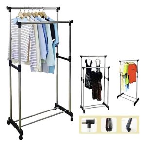 Tendedero De Ropa Plegable Multifuncional Portatil Con Rueda Negro