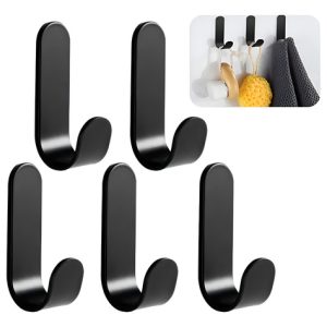 Gancho Colgador De Pared Metal Negro Tebery Pack 5 Unidades Adhesivo