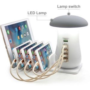Multi Puerto Usb Cargador Lampara Hongo Multi Cargador Blanco