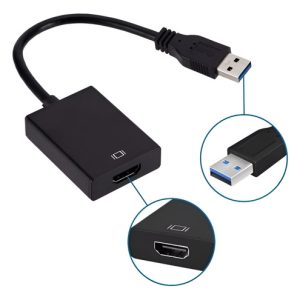 Cable Convertidor Usb A Hdmi Usb 3.0 A Hdmi Full Hd 1080 Negro