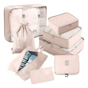 Set 8 Bolsas De Viaje Organizador Almacenamiento De Maletas Color 8pcs-blanco-crema