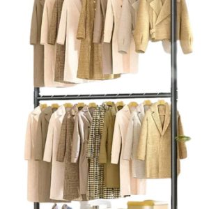 Organizador De Ropa Perchero Rack Armable Dos Niveles Negro