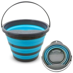 Balde Plegable Retractil Cubeta Color Azul