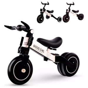 Triciclo Bicicleta Para Niños Ajustable Premium 3 En 1 Good Negro/blanco