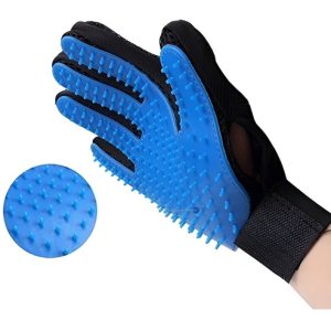 Cepillo Guante True Touch Mascotas Sacapelos Y Masajeador Color Azul