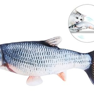 Juguete Pez Electrónico Mascotas Gatos Recargable Movimiento Color Naranja, Gris