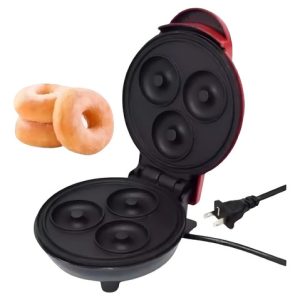 Mini Donera Maquina Donas 3 Puestos Antiadherente Rosquillas Color Negro 110v