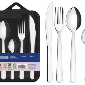 Juego Cubiertos Tramontina Malibu 16 Piezas Acero Inoxidable Plateado
