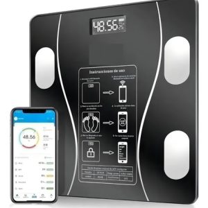 Báscula Digital Super Look 9 En 1 Negro Bluetooth Android Ios 180kg