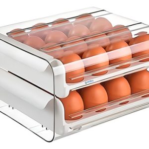 Caja De Almacenamiento De Huevos Doble Capa Para 32 Unidades Color Blanco