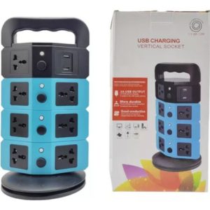 Torre Multitoma Corriente 4 Niveles Usb X 12 Tomas 2500w Color Azul