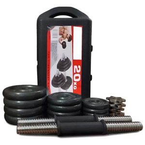 Kit Pesas Mancuernas 20 Kg 40 Lb Gimnasio Portatil + Estuche Negro