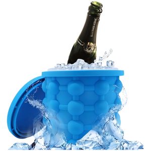 Molde Silicona Para Cubos De Hielo Cubeta Portatil Color Azul